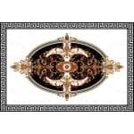 Covor ceramic FC-10692-G – 120x180 cm, design baroc luxuriant pe fundal negru cu detalii aurii